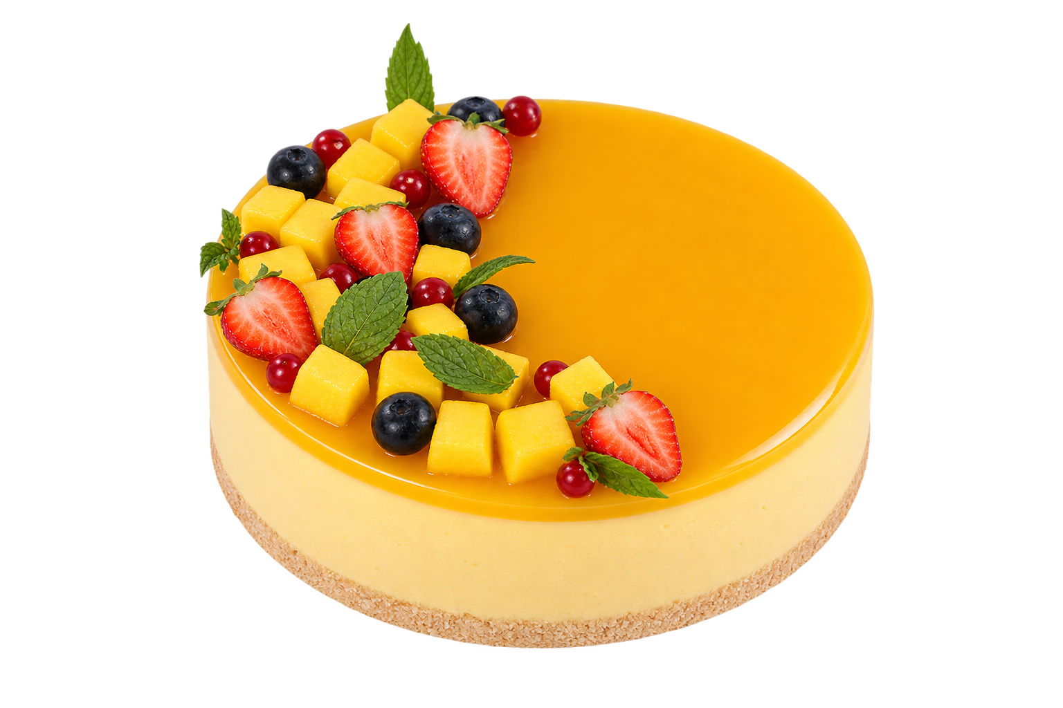 Glossy mango mousse cake